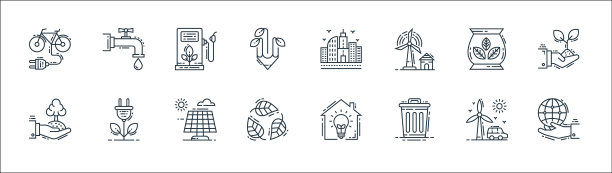 环境和生态线图标线性集质量图片下载