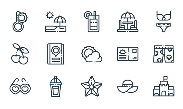 夏季线图标线性集质量线集图片下载