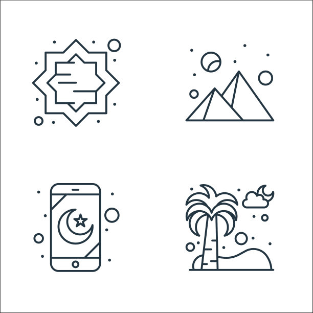 伊斯兰和斋月线图标线性集质量图片下载