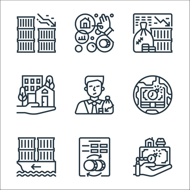 经济危机线图标线性集质量图片下载