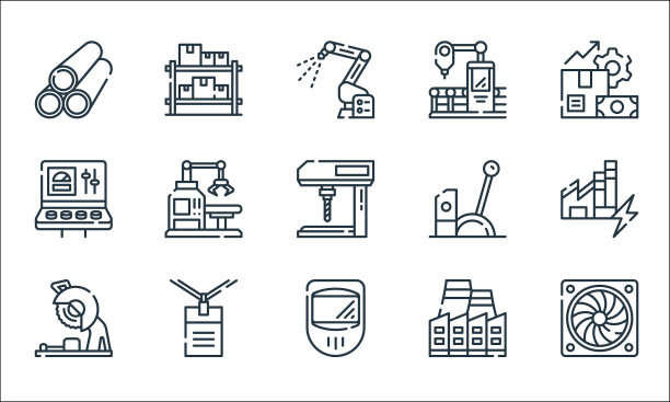 工业工艺线图标线性集质量图片下载