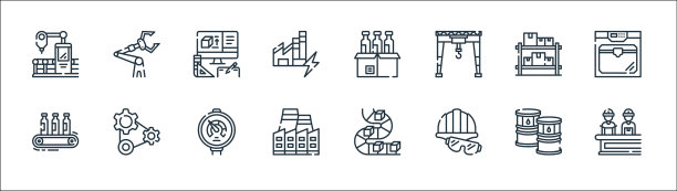 工业工艺线图标线性集质量图片下载