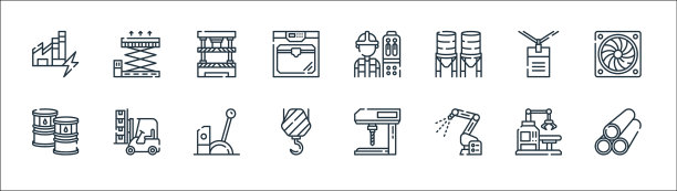 工业工艺线图标线性集质量图片下载