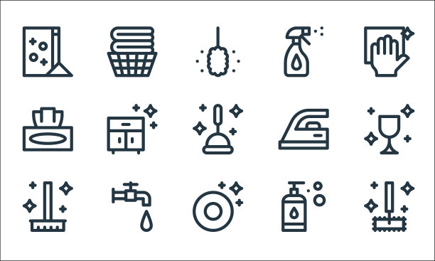 清洁线图标线性集质量线集图片下载