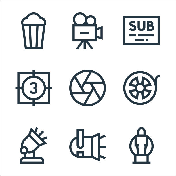 电影线图标线性集质量线集图片下载