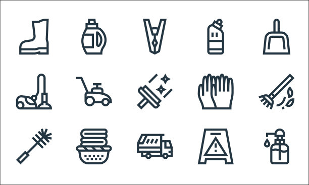 清洁线图标线性集质量线集图片下载