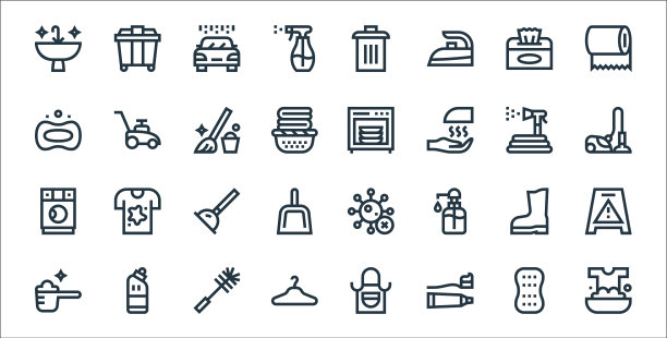 清洁线图标线性集质量线集图片下载