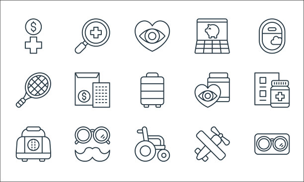 退休线图标线性集质量线集图片下载