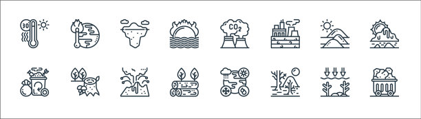 气候变化线图标线性设置质量线图片下载