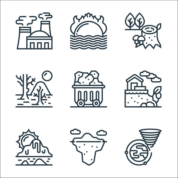 气候变化线图标线性设置质量线图片下载