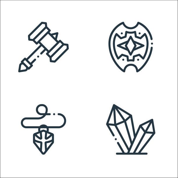 电子游戏元素线图标线性集的质量图片下载