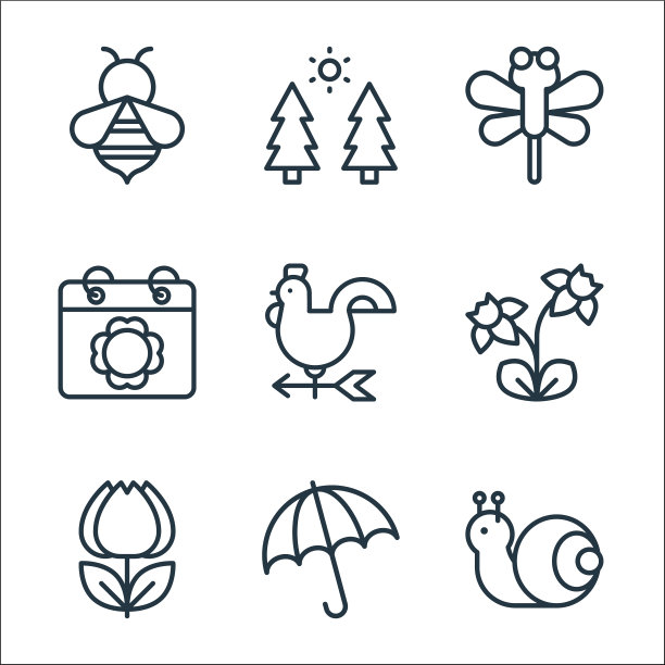 平面弹簧线图标线性设置质量线图片下载