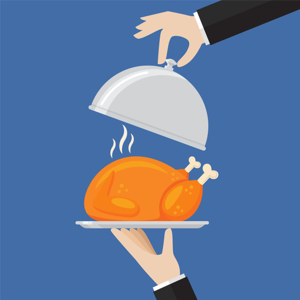 服务员端鸡或火鸡图片下载