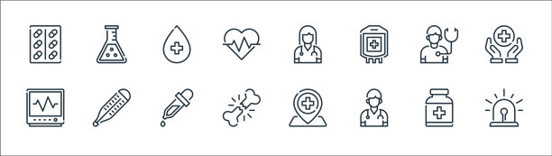 医疗线图标线性集质量线集图片下载