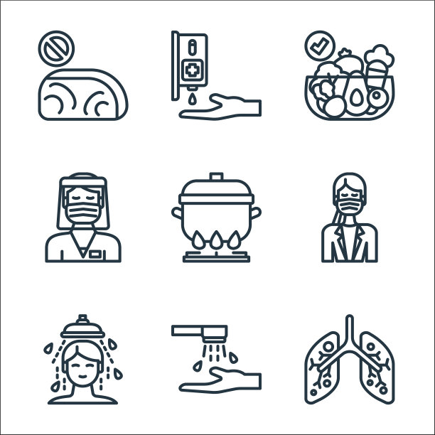 病毒传播线图标线性集质量图片下载