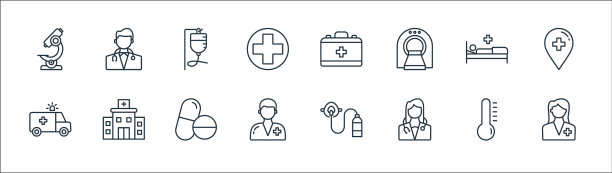 医疗线图标线性集质量线集图片下载