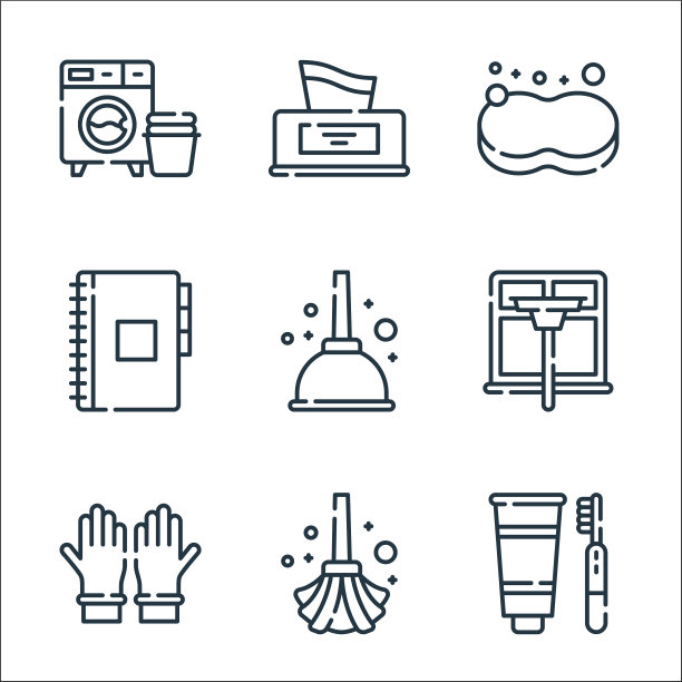 卫生例行线图标线性集质量图片下载