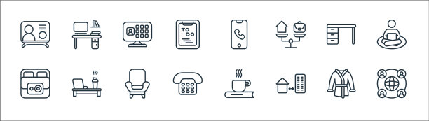 家庭办公线图标线性设置质量线图片下载