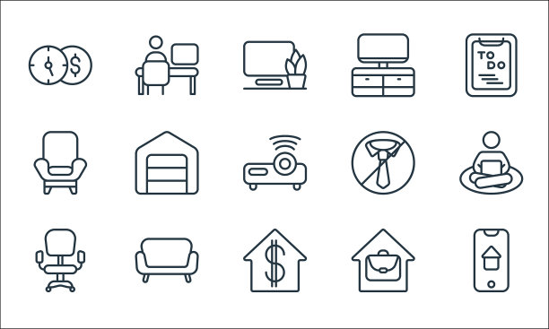 家庭办公线图标线性设置质量线图片下载