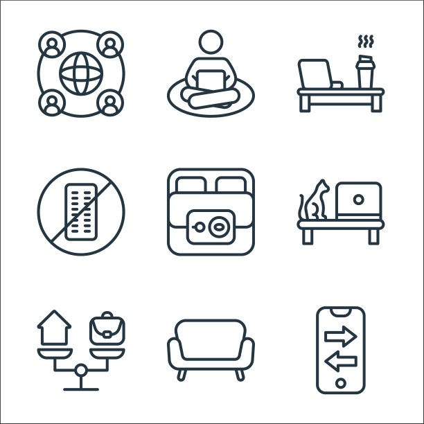 家庭办公线图标线性设置质量线图片下载