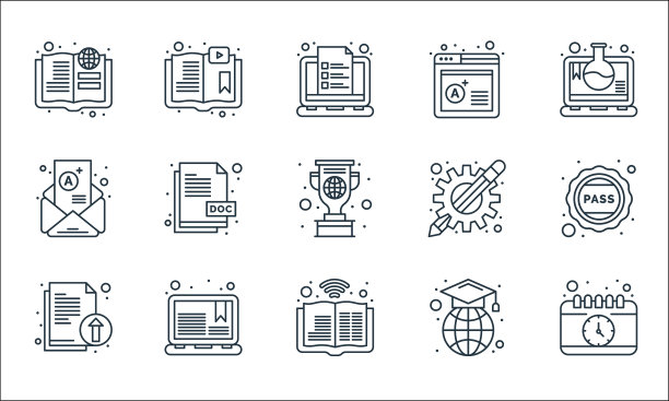 在线学习线图标线性集质量图片下载