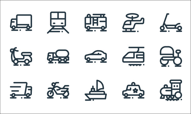 车辆线图标线性集质量线集图片下载