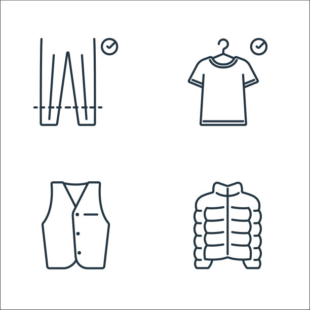 衣服和装备线图标线性集质量图片下载