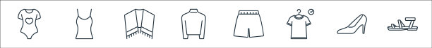 衣服和装备线图标线性集质量图片下载