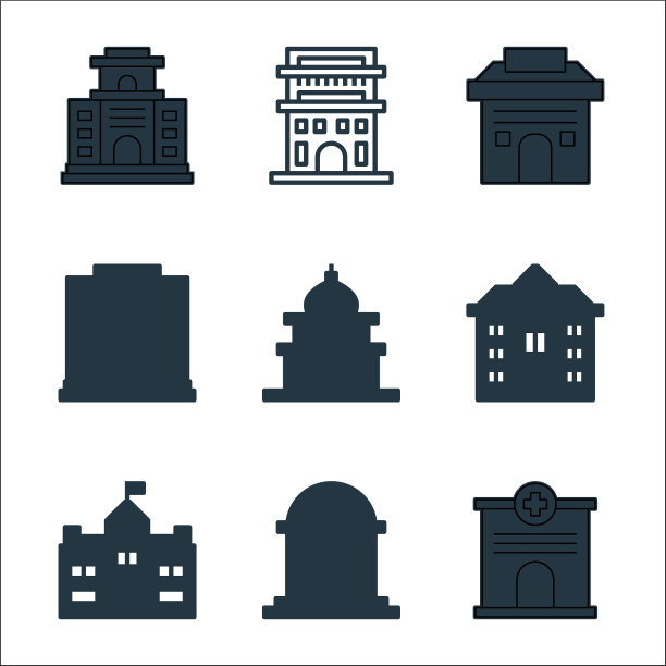 建筑线图标线性集质量线集图片下载