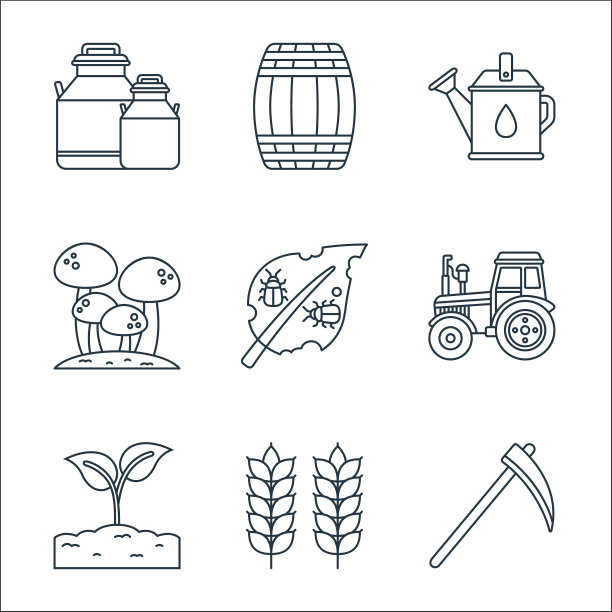 农业线图标线性集质量线图片下载