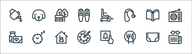 退休家居线图标线性设置质量图片下载