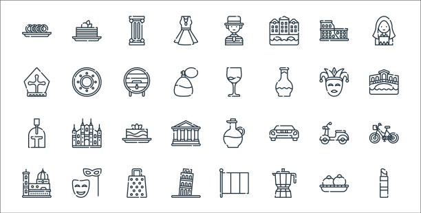 意大利线图标线集质量线集等图片下载