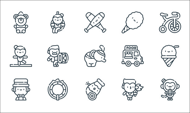 马戏团线图标线性集质量线集图片下载