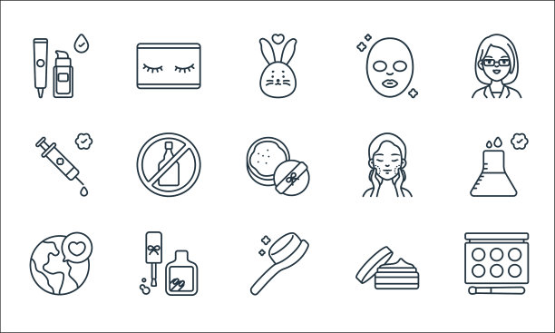 美容化妆品系列图标线性设置质量图片下载