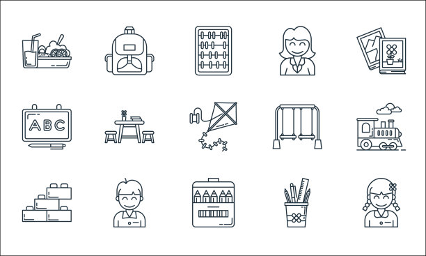 幼儿园线图标线性设置质量线图片下载