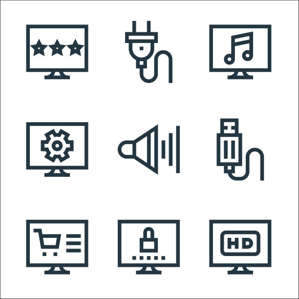 电视线图标线性集质量线集图片下载