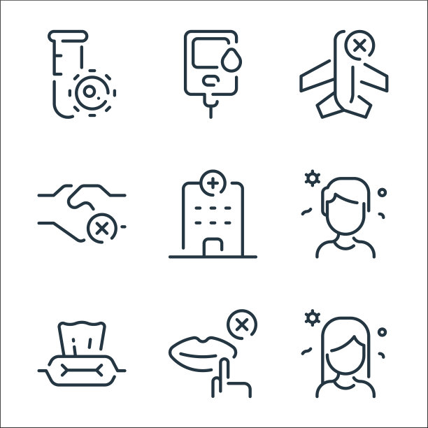 冠状病毒线图标线性集质量线图片下载