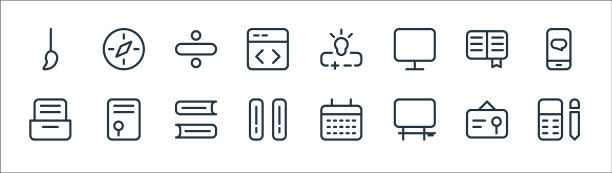 学校教育线图标线性设置质量图片下载