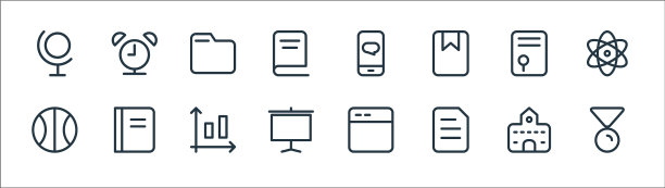 学校教育线图标线性设置质量图片下载