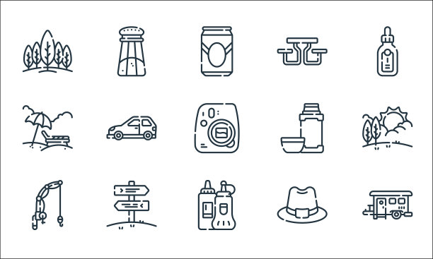 野餐线图标线性集质量线集图片下载