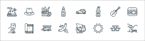 野餐线图标线性集质量线集图片下载