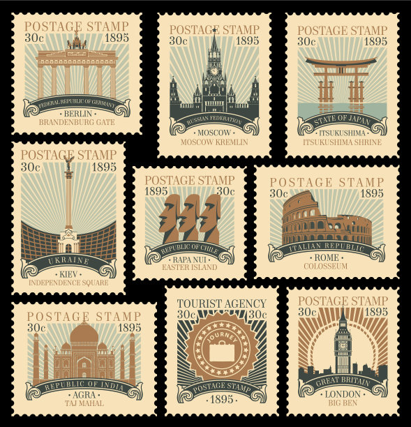 以旅游为主题的邮票图片下载