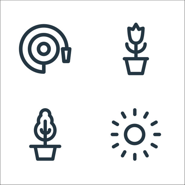 园林绿化设备线图标线性设置图片下载