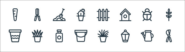 园林绿化设备线图标线性设置图片下载