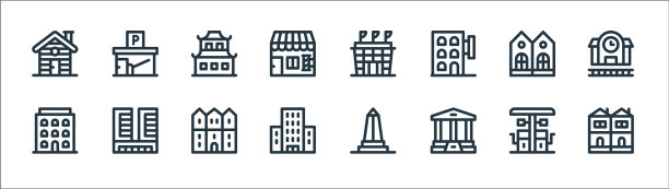 城市建筑线图标线性设置质量线图片下载