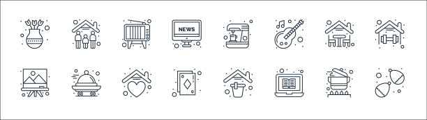 呆在家里线图标线性设置质量线图片下载