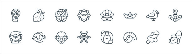 夏季线图标线性集质量线集图片下载