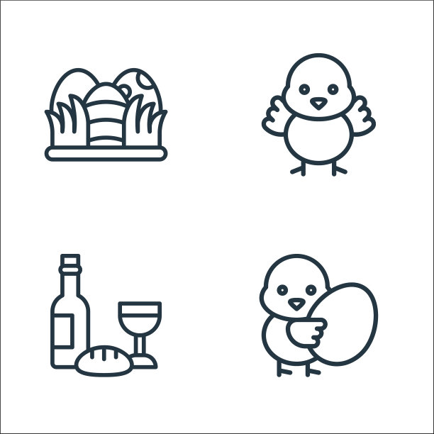 复活节线图标线性集质量线集图片下载