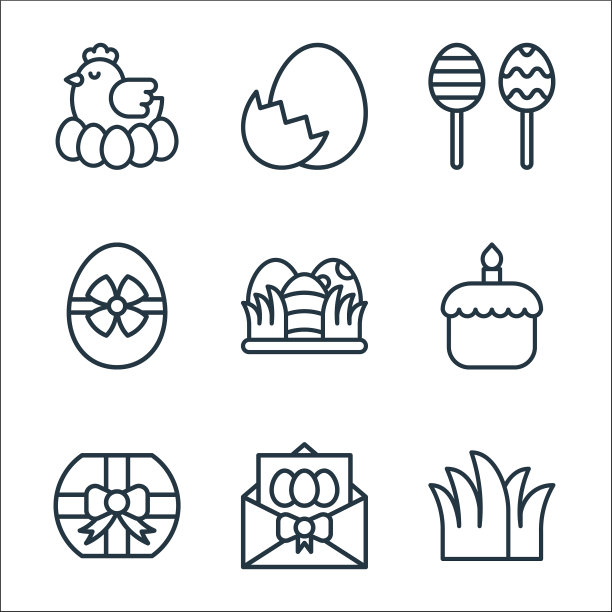 复活节线图标线性集质量线集图片下载