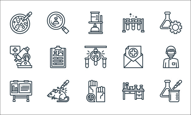 实验室和科学线图标线性集图片下载